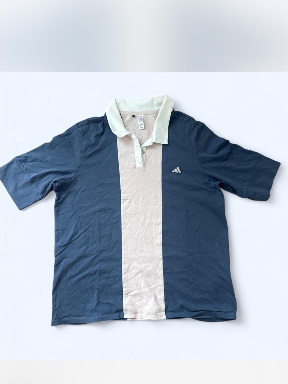 adidas Navy Polo with Cream Center Stripe